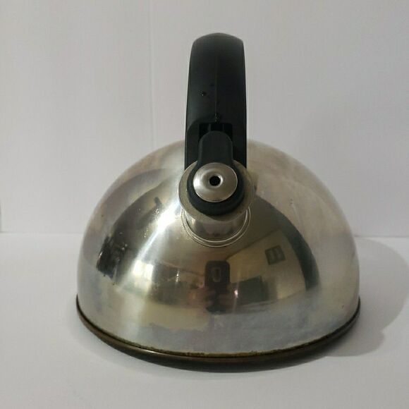REVERE WARE Whistling Tea Kettle Chrome Plated Copper Bottom 2 Qt Korea B 99-C - Picture 2 of 9